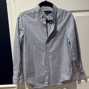 Ralph Lauren Boys Navy and White Checkered Shirt.   Like New  -worn once.